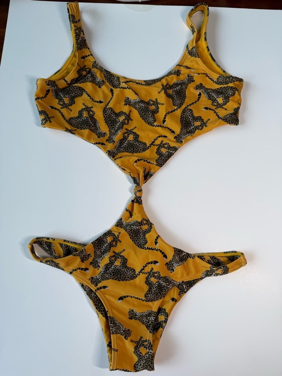 TRYA Other - TRYA Mustard Yellow Leopard Print One-Piece Swimsuit